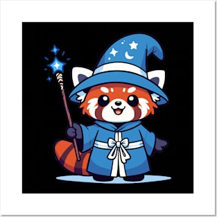 Enchanted Red Panda Wizard Posters and Art